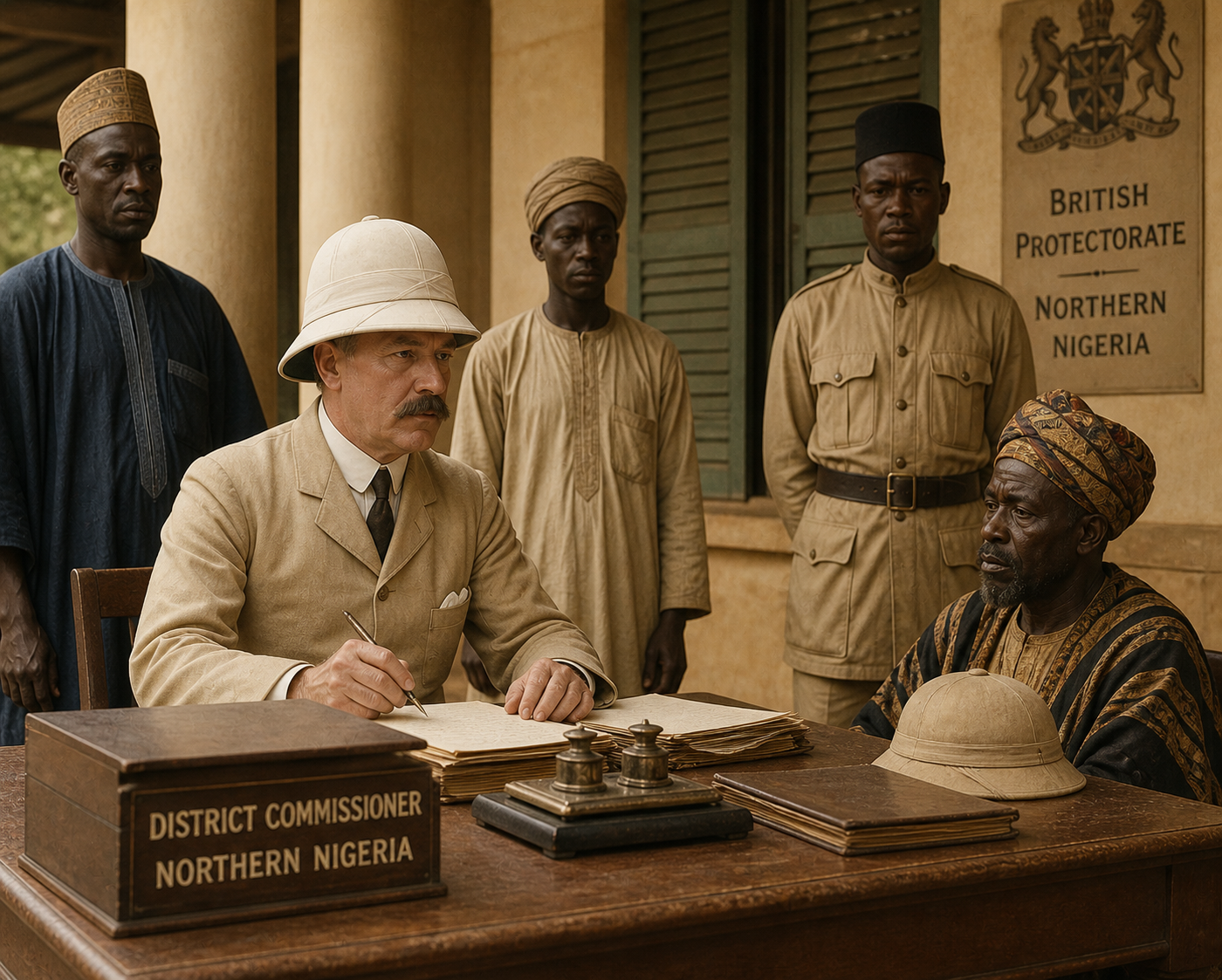 Colonial administrator deciding religious policy for colonized peoples