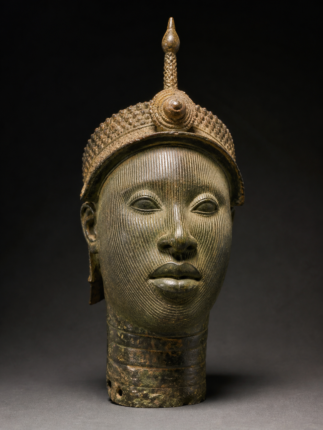 Ancient Ife bronze head sculpture