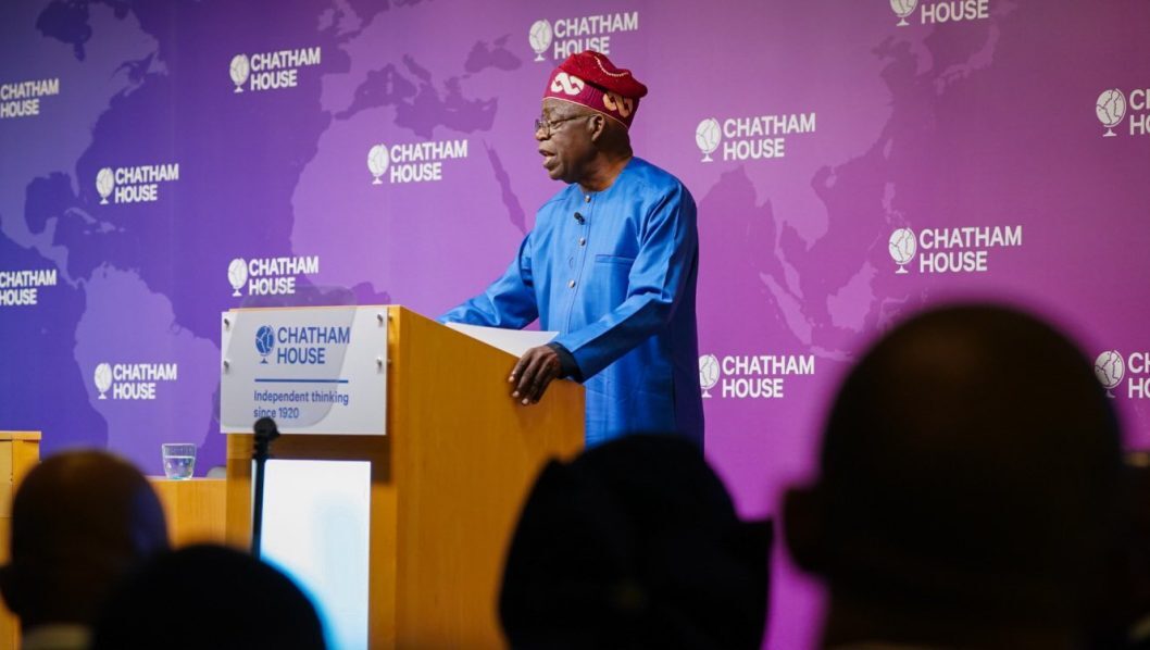 President Tinubu speaking at Chatham House in December 2022